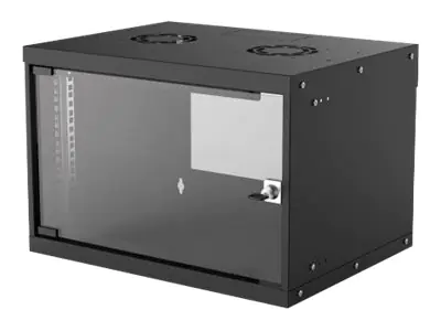 Intellinet 19" Wandverteiler, Basic Line, 6 HE, 353 (H) x 540 (B) x 400 (T) mm, Flatpack, Schutzklasse IP20, schwarz, Wandmontiertes Regal, 6U, 50 kg, 8,91 kg, Schwarz 714143