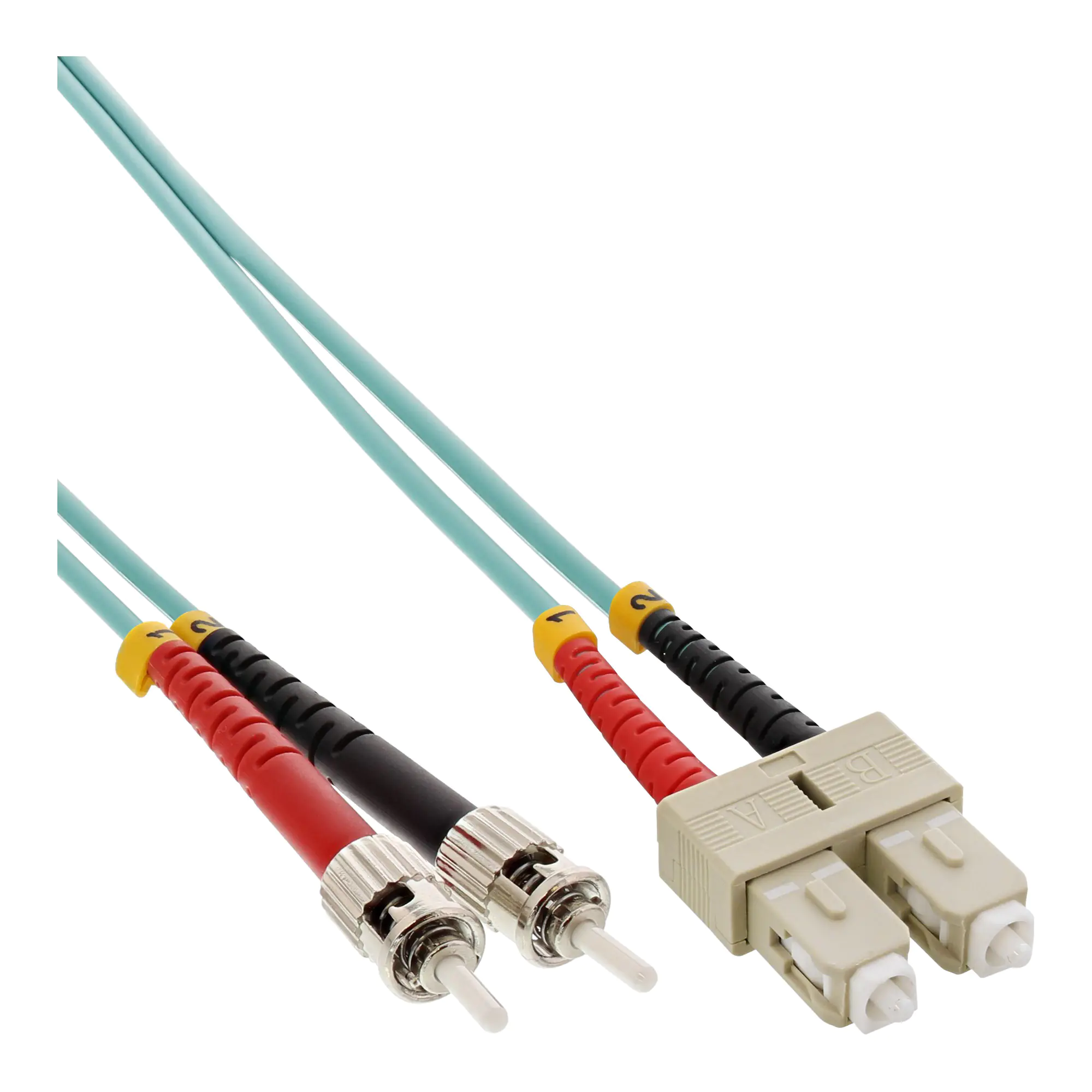 InLine - Patch-Kabel - SC multi-mode (S) zu ST multi-mode (S) - 5 m - Glasfaser - Duplex - 50/125 Mikrometer - OM3 - halogenfrei - Türkis