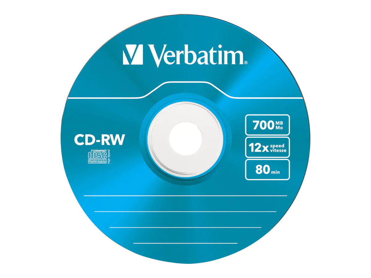 Verbatim DataLifePlus Hi-Speed - 5 x CD-RW - 700 MB (80 Min) 8x - 12x - Slim Jewel Case