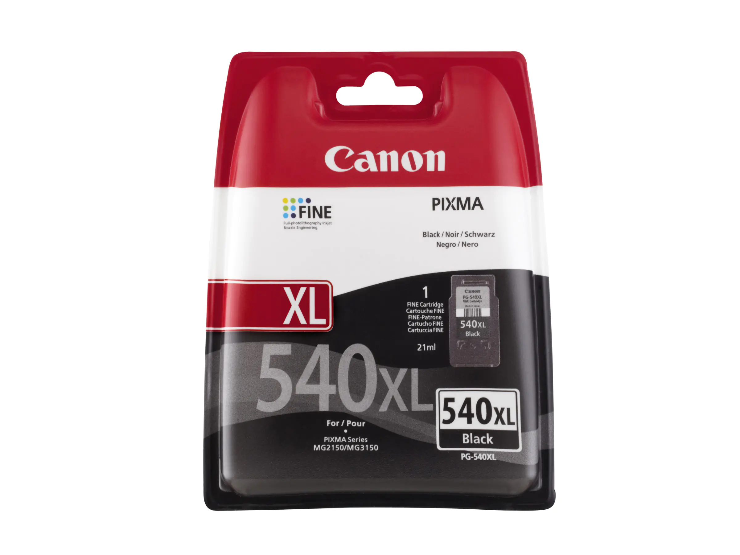 Canon PG-540XL - 21 ml - Hohe Ergiebigkeit - Schwarz - original - Tintenpatrone - für PIXMA MG3150, MG3550, MG3650, MG4250, MX395, MX455, MX475, MX525, MX535, TS5150, TS5151