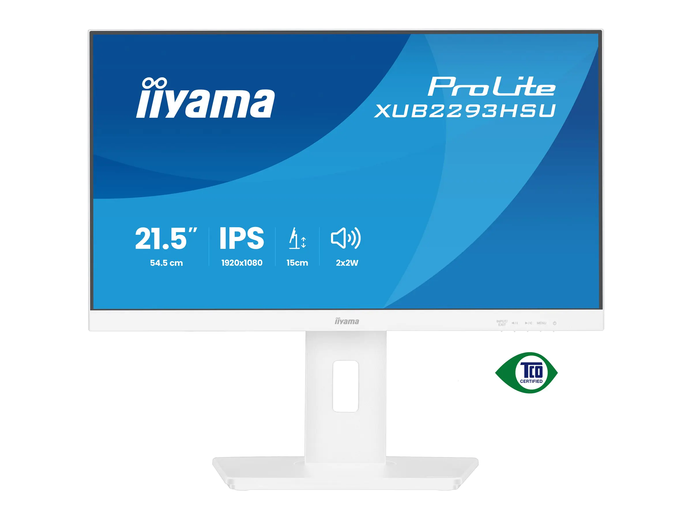 Iiyama ProLite XUB2293HSU-W7 - LED-Monitor - 55.9 cm (22") (21.5" sichtbar) - 1920 x 1080 Full HD (1080p) @ 100 Hz - IPS - 250 cd/m² - 1000:1 - 1 ms - HDMI, DisplayPort - Lautsprecher - weiß, Matte