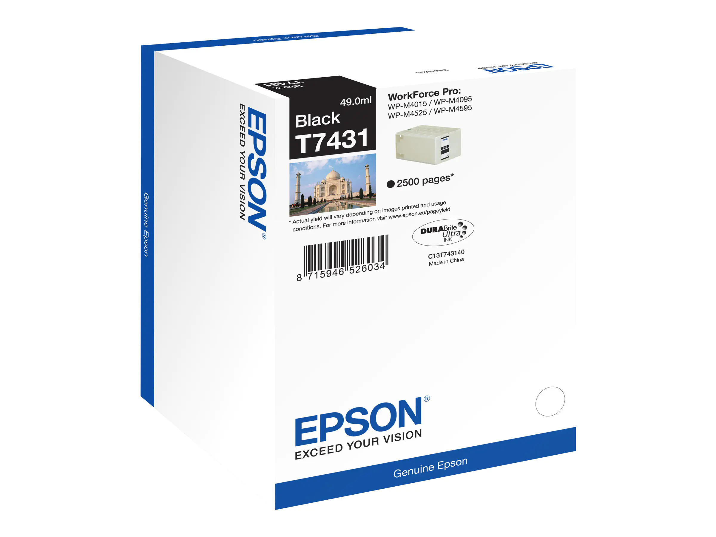 Epson T7431 - 49 ml - Schwarz - Original - Tintenpatrone - für WorkForce Pro WP-M4015, WP-M4095, WP-M4525, WP-M4595