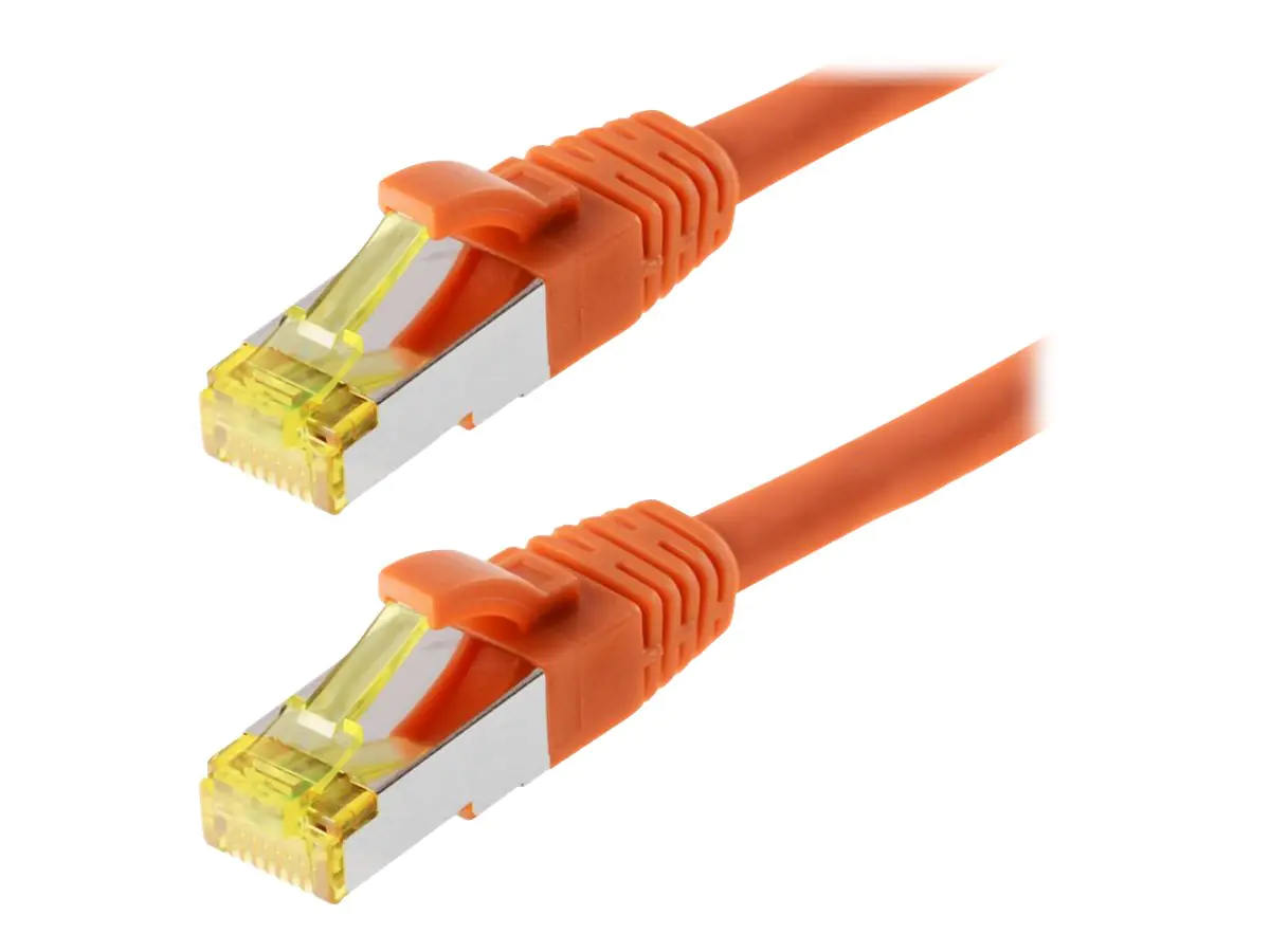 Helos - Patch-Kabel - RJ-45 (M) bis RJ-45 (M) - 3 m - SFTP, PiMF - CAT 6a - halogenfrei, geformt, ohne Haken - orange Helos - Patch-Kabel - RJ-45 (M) bis RJ-45 (M) - 3 m - SFTP, PiMF - CAT 6a - halogenfrei, geformt, ohne Haken - orange