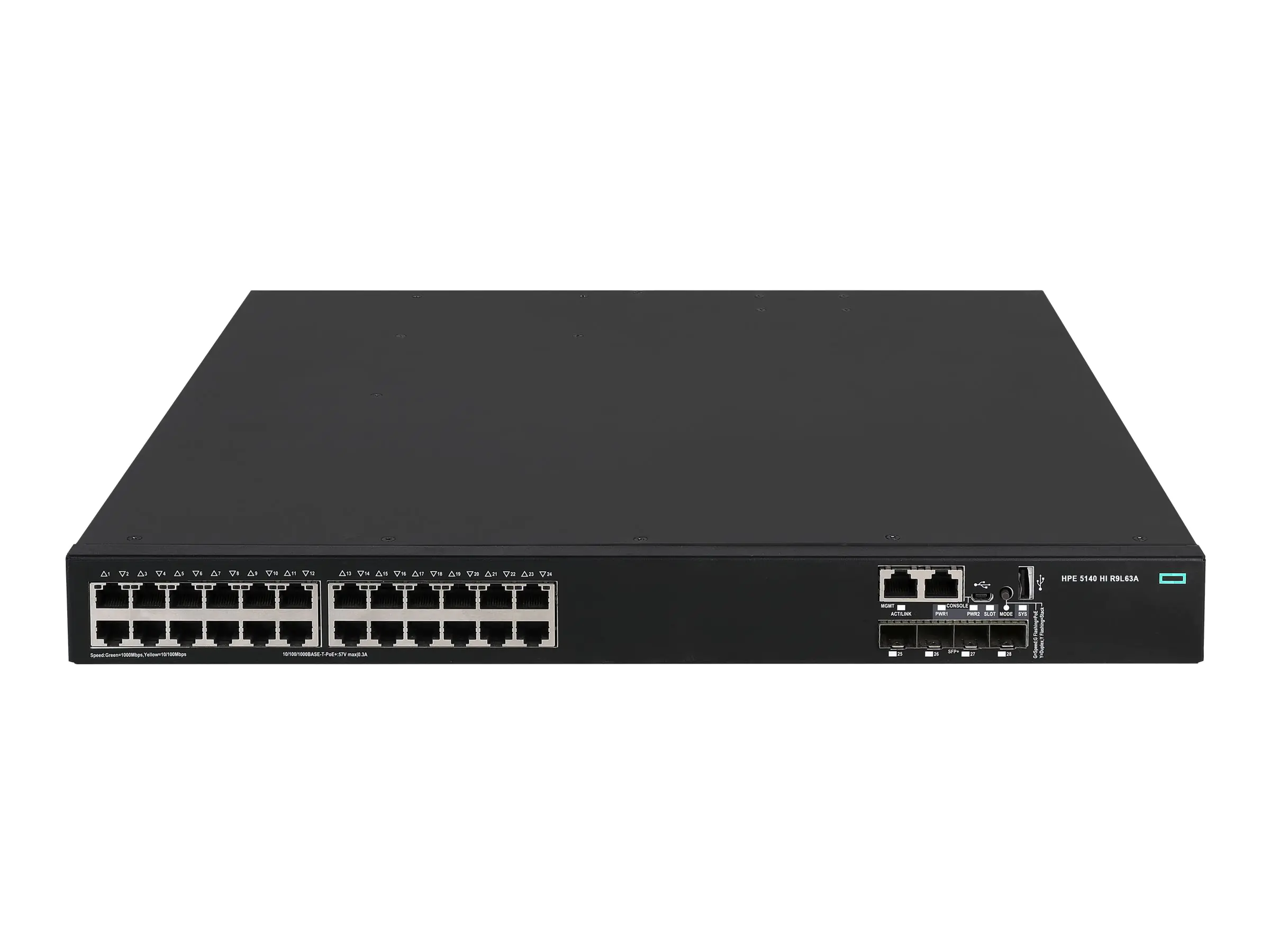 HPE FlexNetwork 5140 HI - Switch - 1 Slot - L3 - managed - 24 x 10/100/1000 + 4 x 10 Gigabit SFP+ - Luftstrom Seite zu Rückseite - an Rack montierbar - PoE+