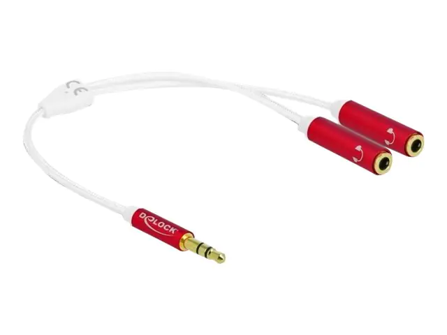 Delock - Audio-Splitter - Stereo Mini-Klinkenstecker männlich zu Stereo Mini-Klinkenstecker weiblich - 20 cm - weiß, Rot