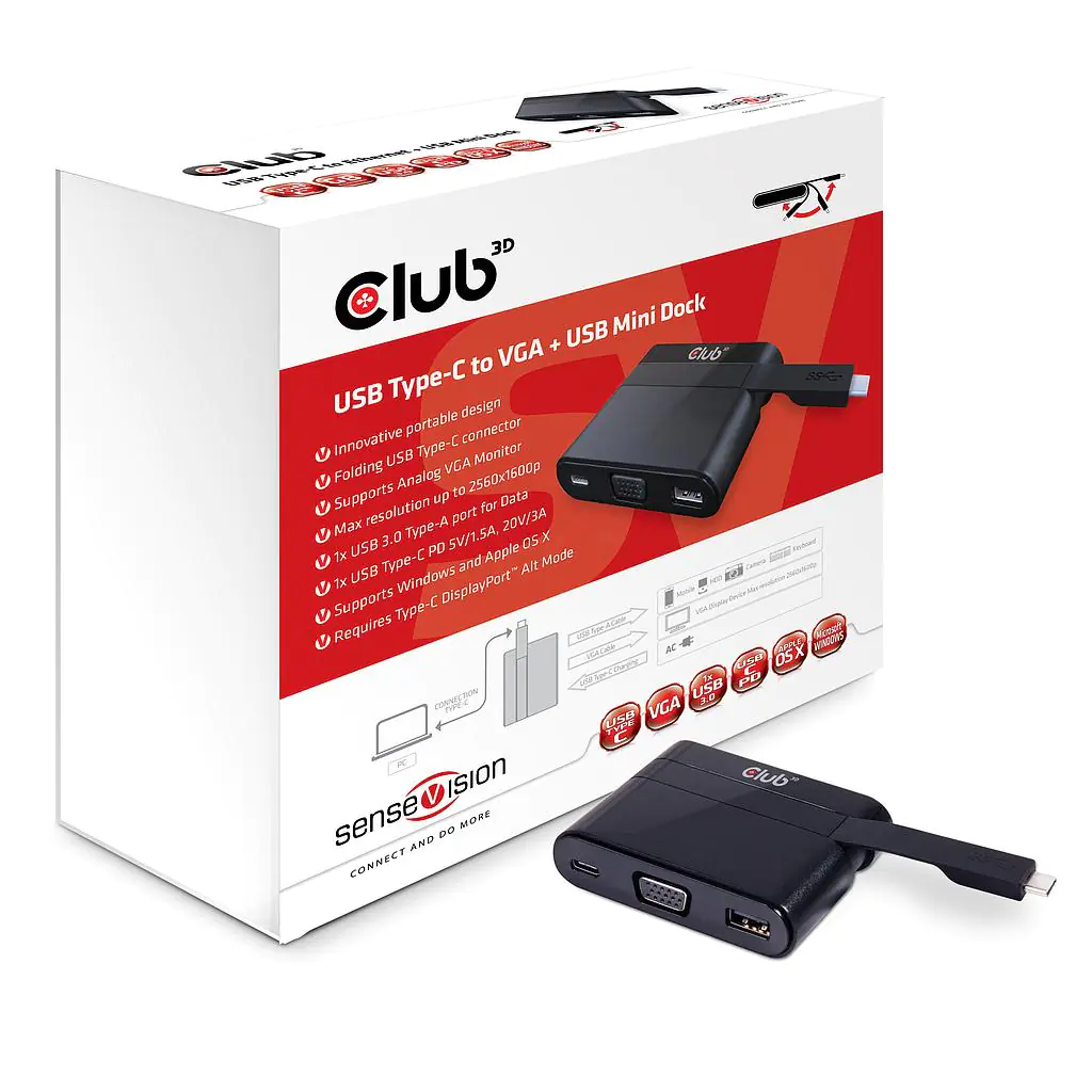 Club3D SenseVision - Dockingstation - USB - VGA