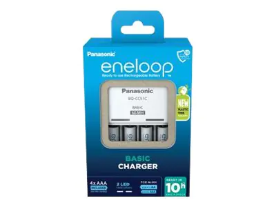 Panasonic eneloop Basic BQ-CC51 - Batterieladegerät - plastikfrei - (für 4xAA/AAA) K-KJ51MCD04E