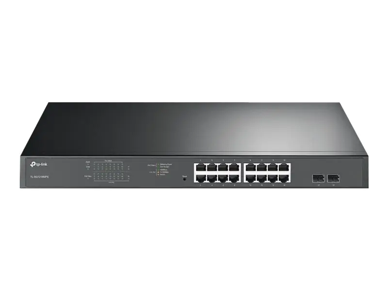 TP-Link JetStream TL-SG1218MPE - Switch - Smart - 16 x 10/100/1000 (PoE+) + 2 x Gigabit SFP - an Rack montierbar - PoE+ (192 W) - AC 100 - 240 V