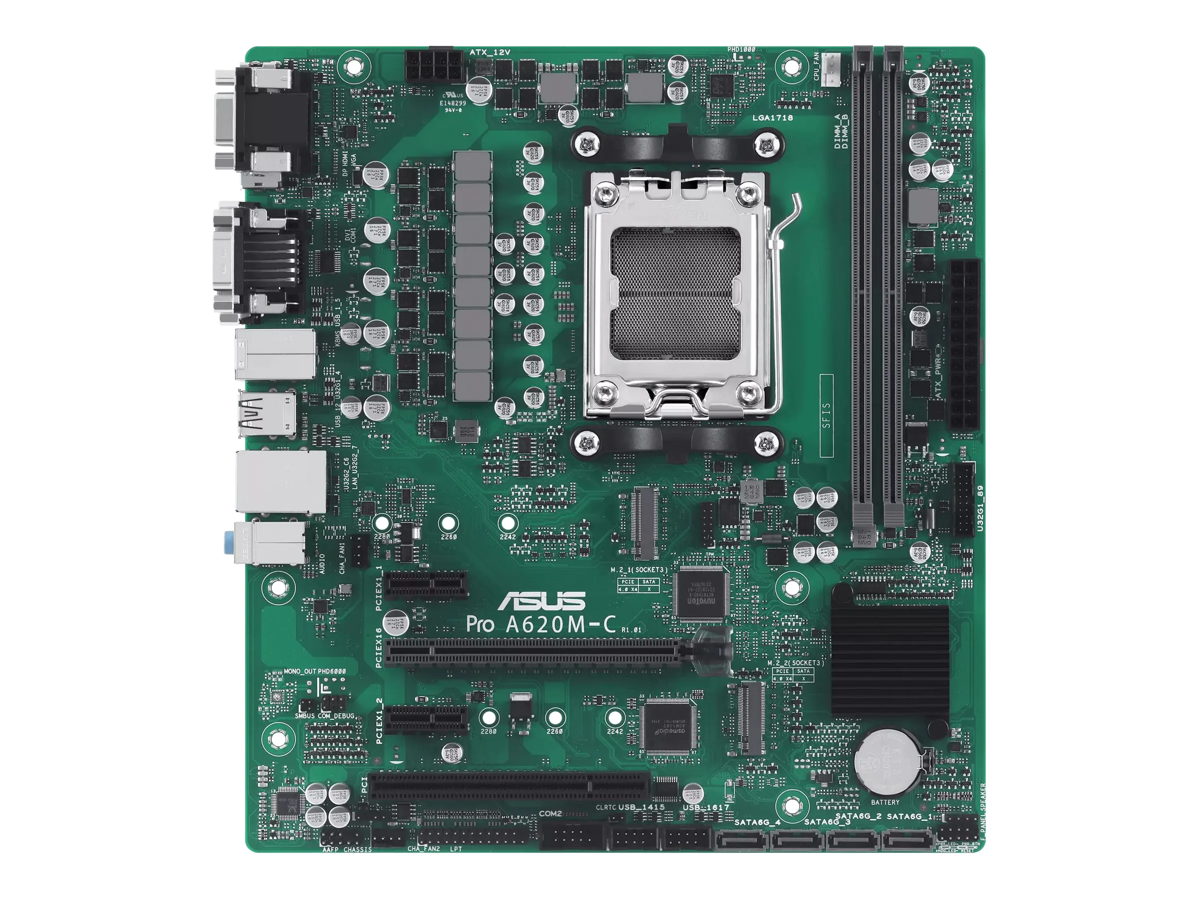 ASUS Pro A620M-C-CSM - Motherboard - micro ATX - Socket AM5 - AMD B650 Chipsatz - USB 3.2 Gen 2, USB-C 3.2 Gen2, USB 3.2 Gen 1 - Gigabit LAN - Onboard-Grafik (CPU erforderlich) 90MB1F80-M0EAYC