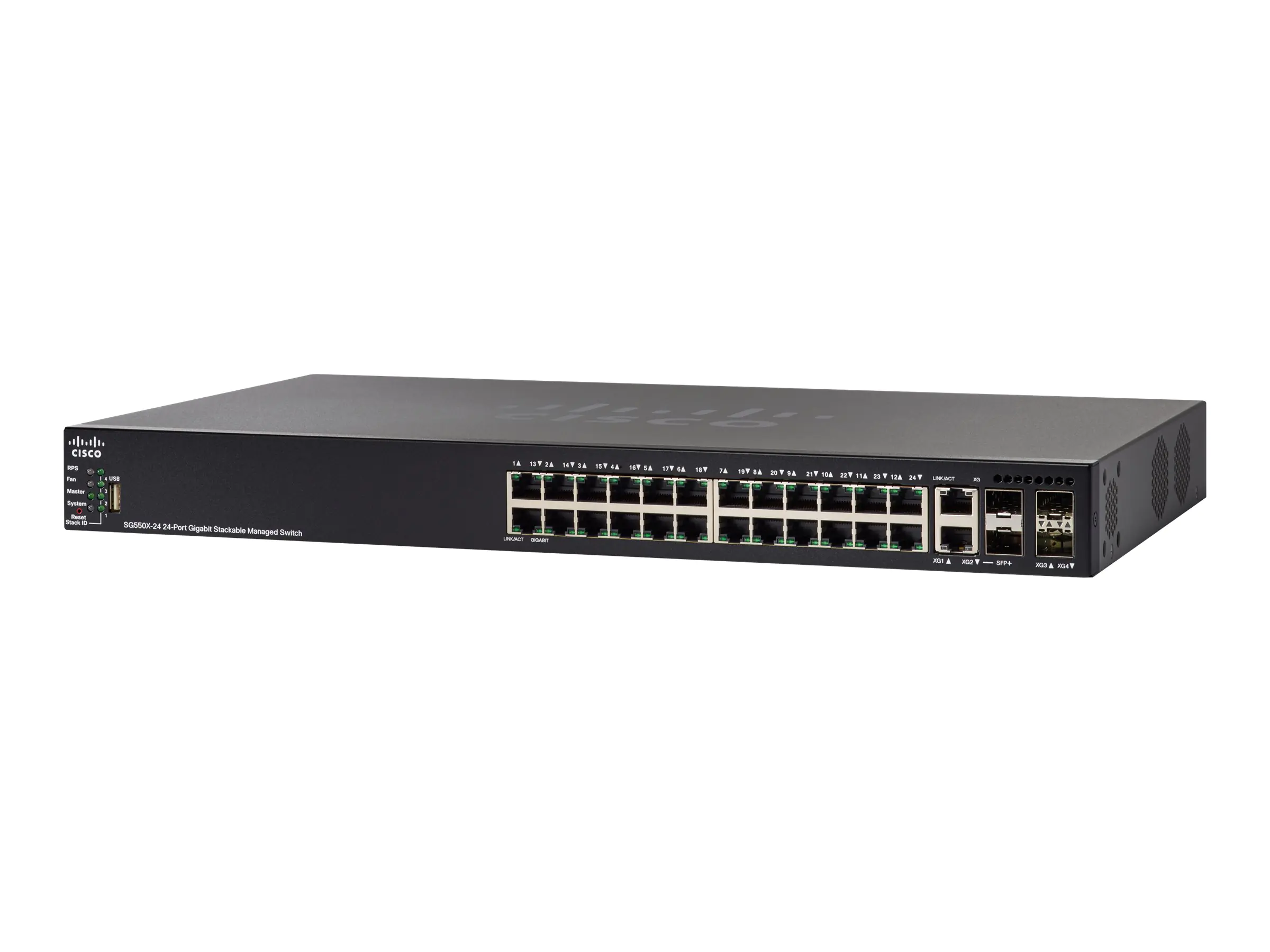 Cisco 550X Series SG550X-24 - Switch - L3 - managed - 24 x 10/100/1000 + 2 x 10 Gigabit SFP+ (Uplink) SG550X-24-K9-EU-RF