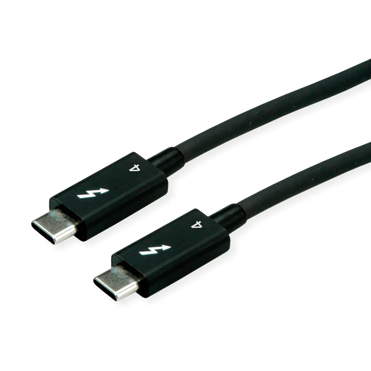 Roline - Thunderbolt-Kabel - 24 pin USB-C (M) zu 24 pin USB-C (M) - USB 3.1 / Thunderbolt 4 - 20 V - 5 A - 1 m - passiv, USB-Stromversorgung (100 W), Support von 8K 60 Hz, bis zu 40 Gbps Datentransferrate - Schwarz