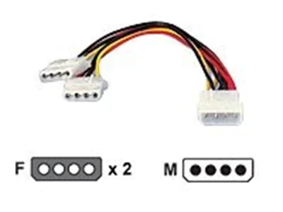 Digital Data - Netz-Splitter - interne Stromversorgung, 4-polig (M) zu interne Stromversorgung, 4-polig (W)