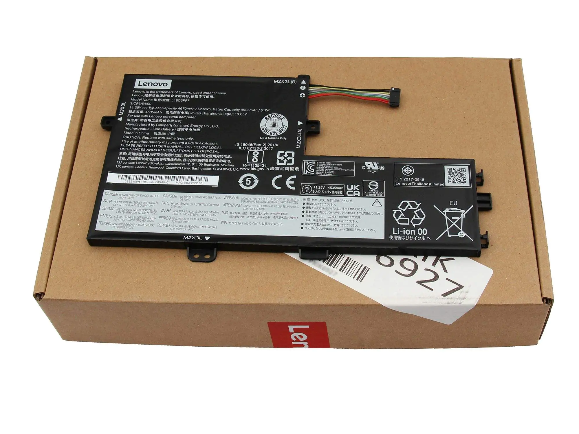 Lenovo Battery 52.5 WH 3 Cell 5B10T09097 - Batterie - Batterie - 52,5 mAh