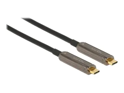 Delock - USB-Kabel - 24 pin USB-C (M) zu 24 pin USB-C (M) - USB 3.2 Gen 1 / DisplayPort 1.2 - 10 m - Active Optical Cable (AOC), unterstützt 4K 60 Hz (3840 x 2160) - Schwarz