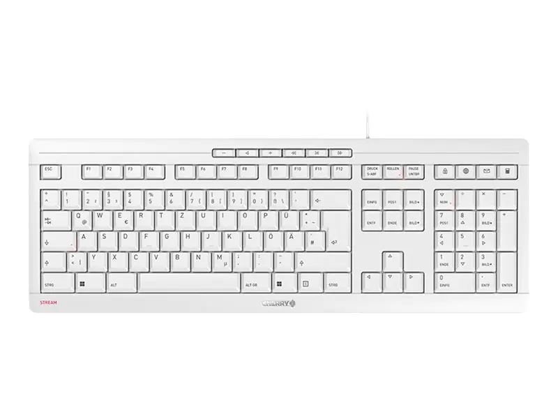 CHERRY STREAM KEYBOARD - Tastatur - USB - Deutsch - Tastenschalter: CHERRY SX - White Gray CHERRY STREAM KEYBOARD - Tastatur - USB - Deutsch - Tastenschalter: CHERRY SX - White Gray
