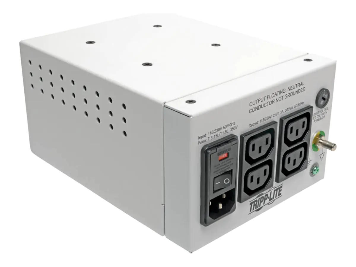 Tripp Eaton Tripp Lite Series Isolator Series Dual-Voltage 115/230V 300W 60601-1 Medical-Grade Isolation Transformer, C14 Inlet, 4 C13 Outlets IS300HGDV