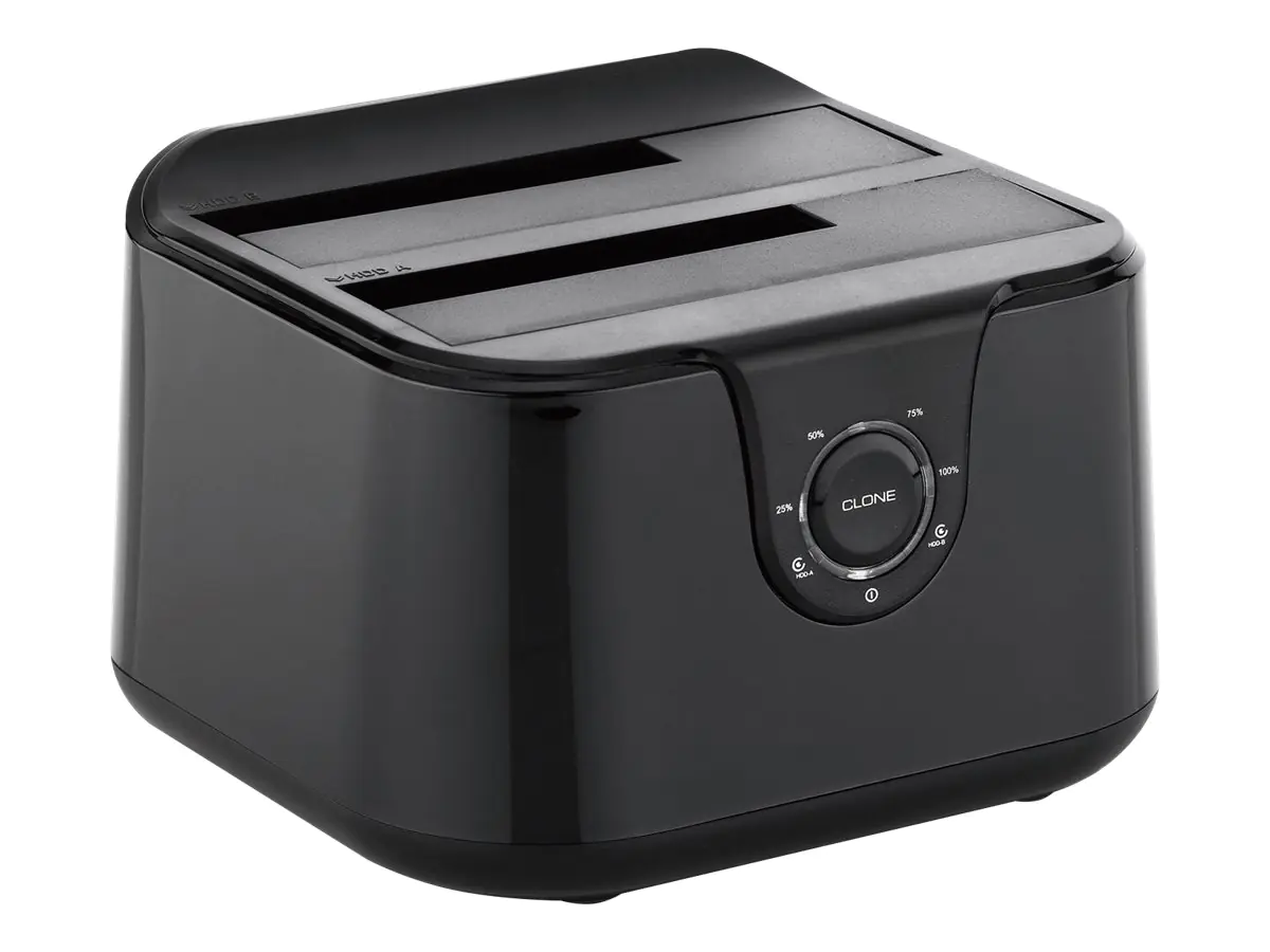 Conceptronic DONN12B Dual Bay - HDD-Dockingstation mit Ein/Aus-Schalter Schächte: 2 - 2,5" / 3,5" gemeinsam genutzt (6,4 cm/8,9 cm gemeinsam genutzt) - SATA - USB 3.0 - Schwarz