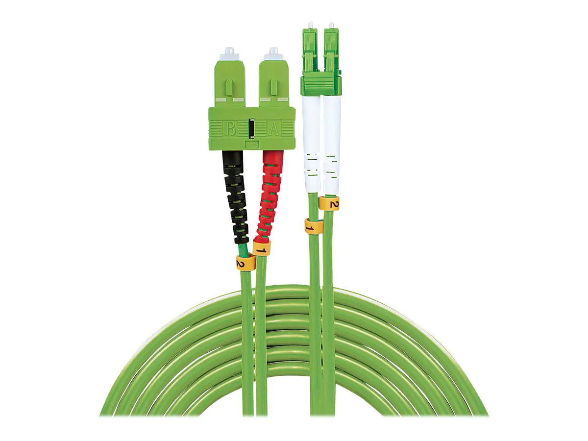 Lindy - Netzwerkkabel - LC Multi-Mode (M) zu SC multi-mode (M) - 10 m - Glasfaser - 50/125 Mikrometer - OM5 - halogenfrei, rund - Neongrün