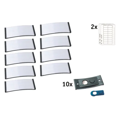 badgepoint® Namensschild polar® classic 65 x 30 mm (B x H) inkl. 2 Bogen (36 Namenskarten) Papier A4 weiß Magnet dunkelgrau 10 St./Pack.