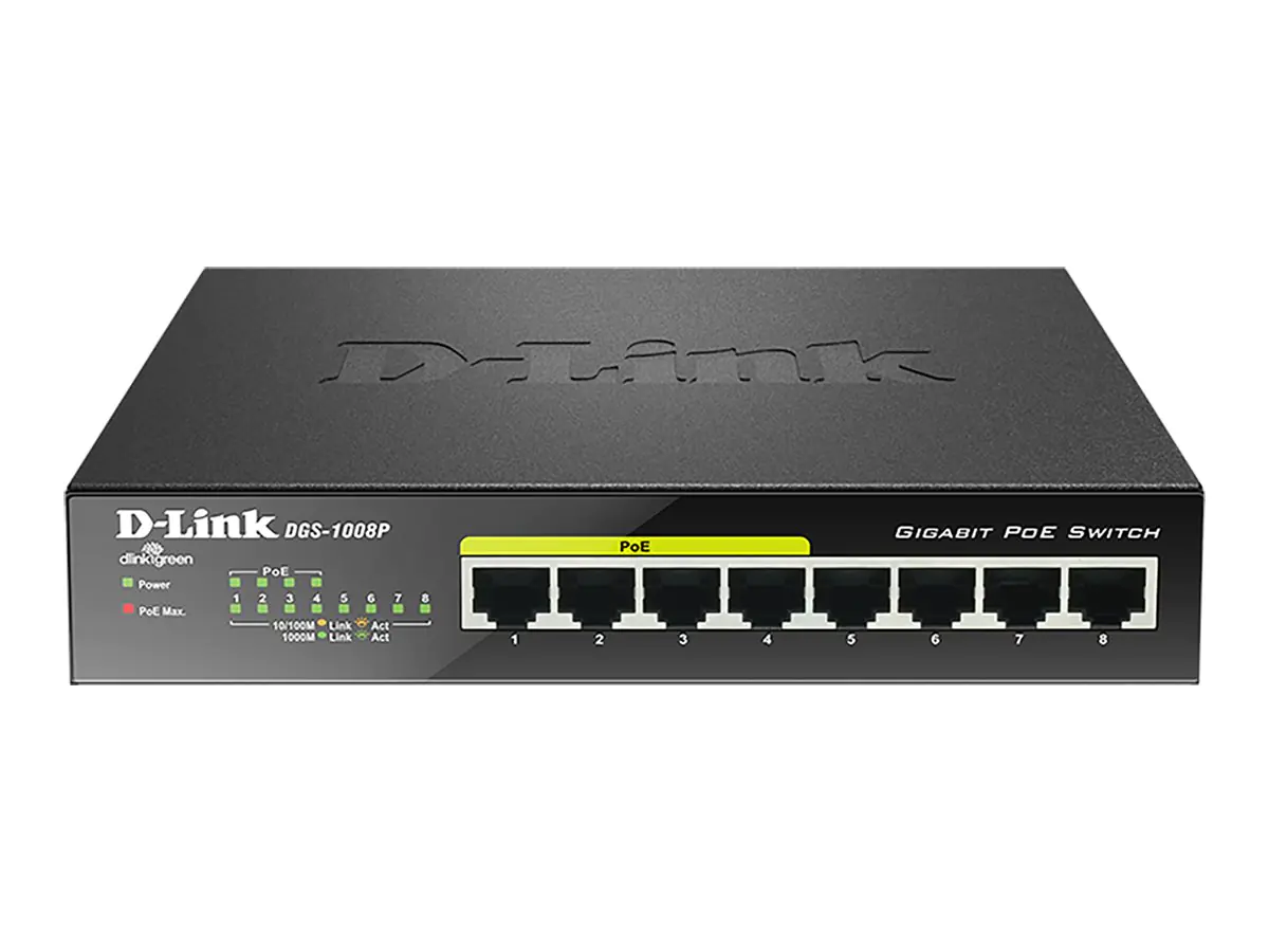 D-Link DGS 1008P - Switch - unmanaged - 4 x 10/100/1000 (PoE) DGS-1008P
