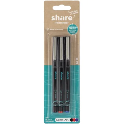 share Tintenroller 0,6mm farbig sortiert nicht dokumentenecht 3 St./Pack. share Tintenroller 0,6mm farbig sortiert nicht dokumentenecht 3 St./Pack.