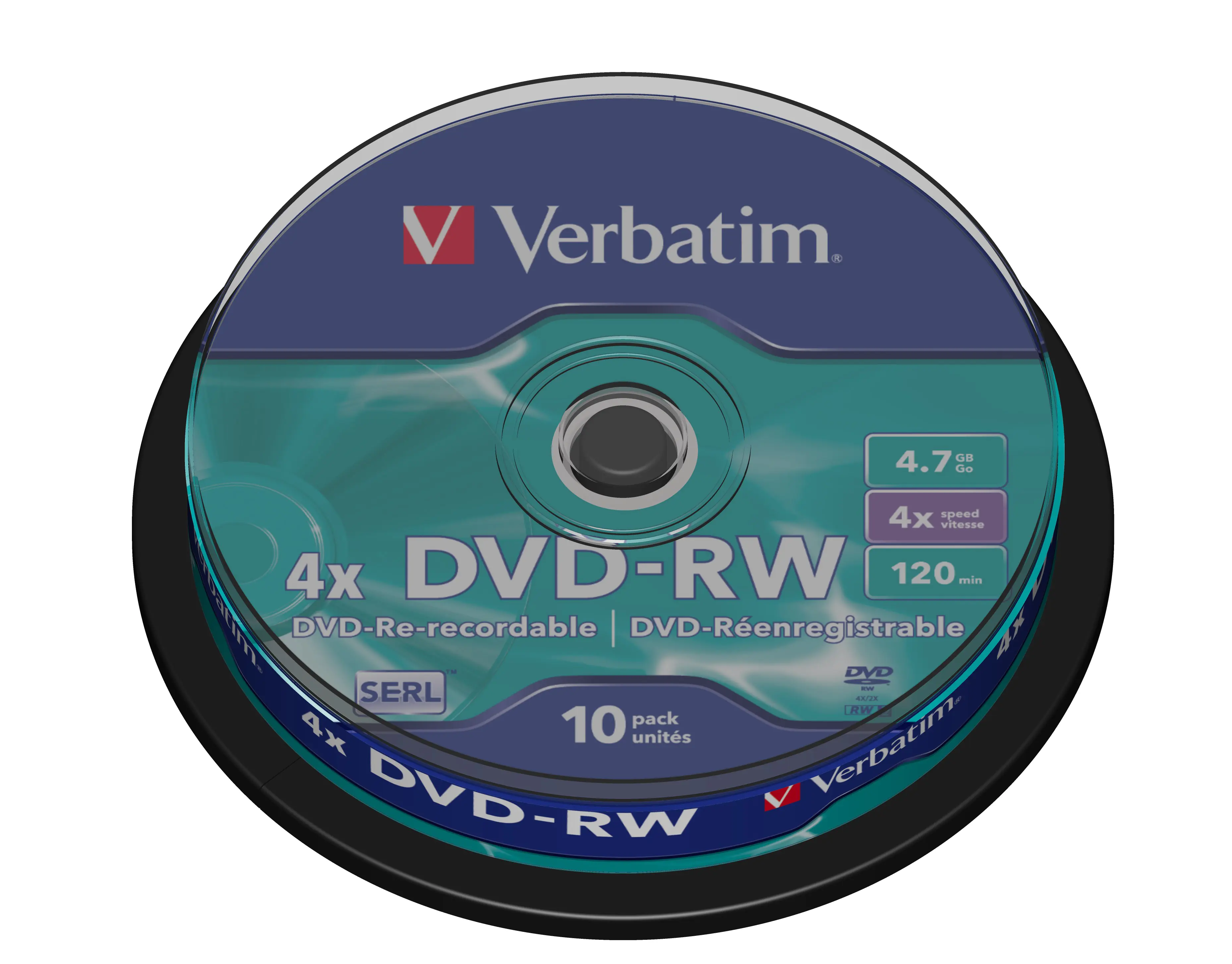 Verbatim DataLifePlus - 10 x DVD-RW - 4.7 GB 4x - mattsilber - Spindel