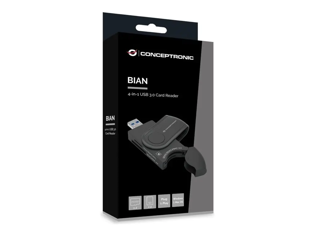 Conceptronic - Kartenleser - 4 in 1 (SD, TransFlash, microSD, SDHC, microSDHC, SDXC, microSDXC) - USB 3.0