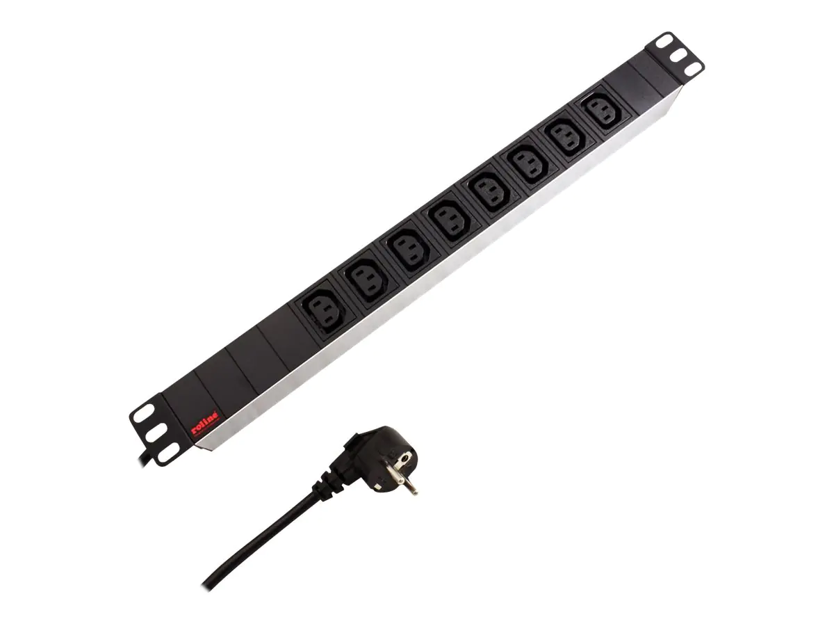 ROLINE Stromverteilungseinheit (Rack - einbaufähig) - 3600 Watt - Eingabe, Eingang power CEE 7/7 - Ausgangsanschlüsse: 8 (8x IEC 60320 C13) 19.07.1628