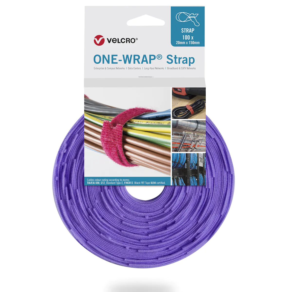 VELCRO ONE-WRAP - Lösbarer Kabelbinder - Polypropylen (PP) - Velcro - Violett - 330 mm - 20