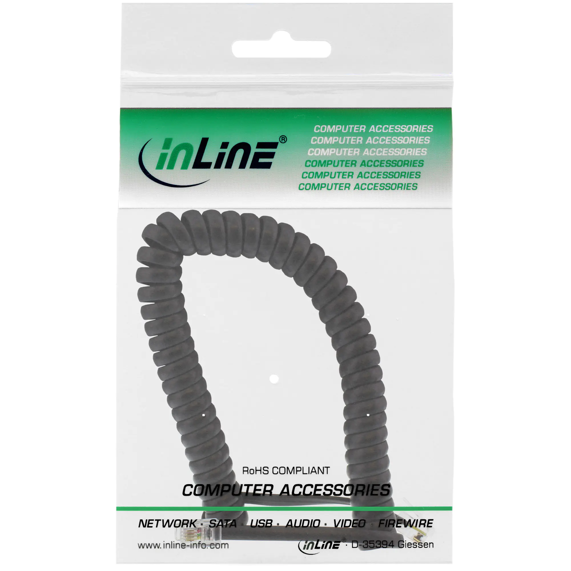 InLine - Telefonkabel - RJ-10 (M) zu RJ-10 (M) - 4 m - Schwarz