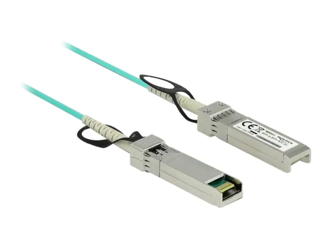 Delock - Netzwerkkabel - SFP+ (M) zu SFP+ (M) - 5 m - 3 mm - Glasfaser - SFF-8431/SFF-8432 - Active Optical Cable (AOC) - Aquamarin