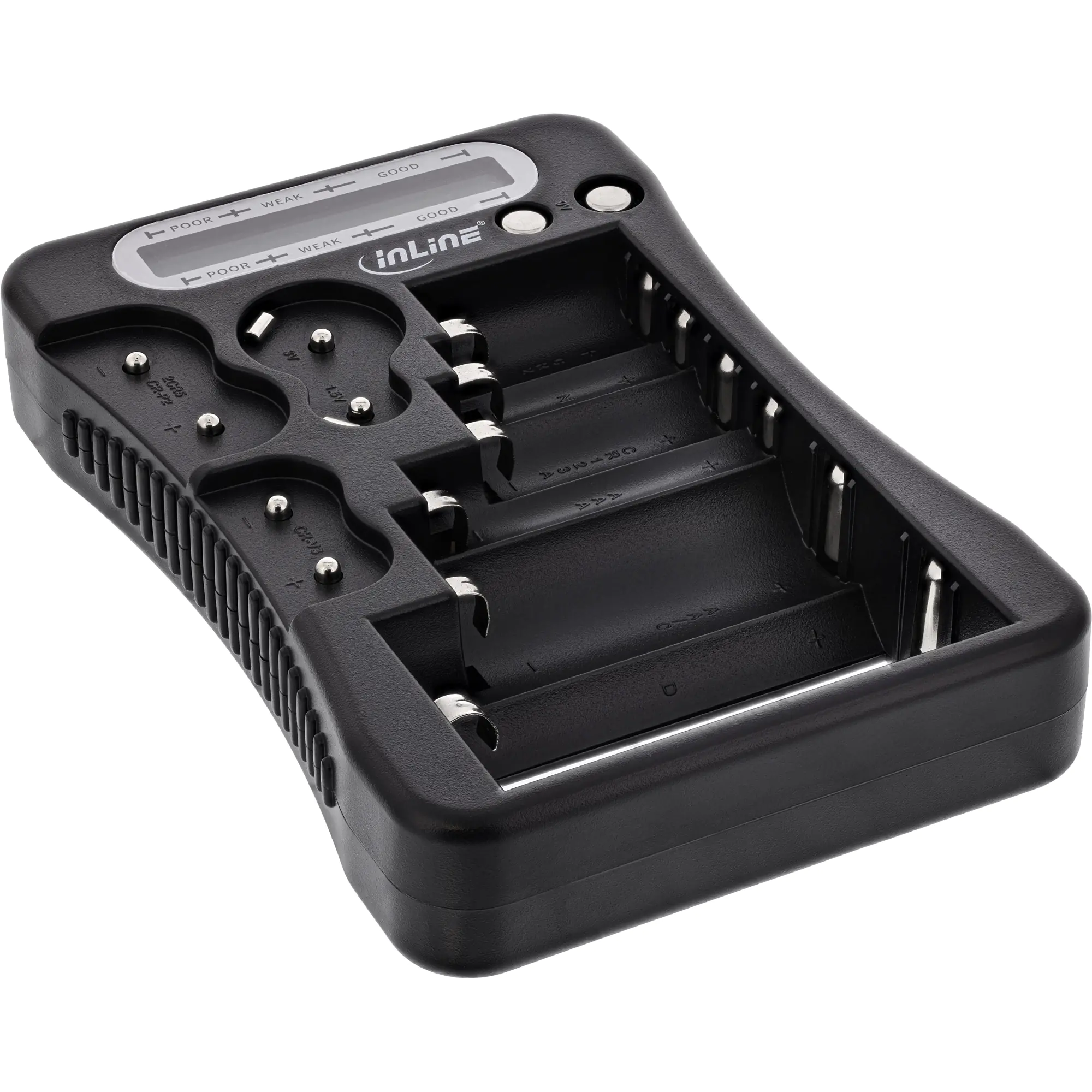 InLine Batterietester - LCD-Anzeige - universell für AA - AAA - 9V - Knopfzellen 01285