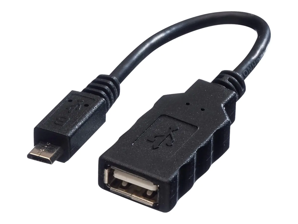 Roline - USB-Kabel - Micro-USB Typ B (M) zu USB (W) - 15 cm - Schwarz