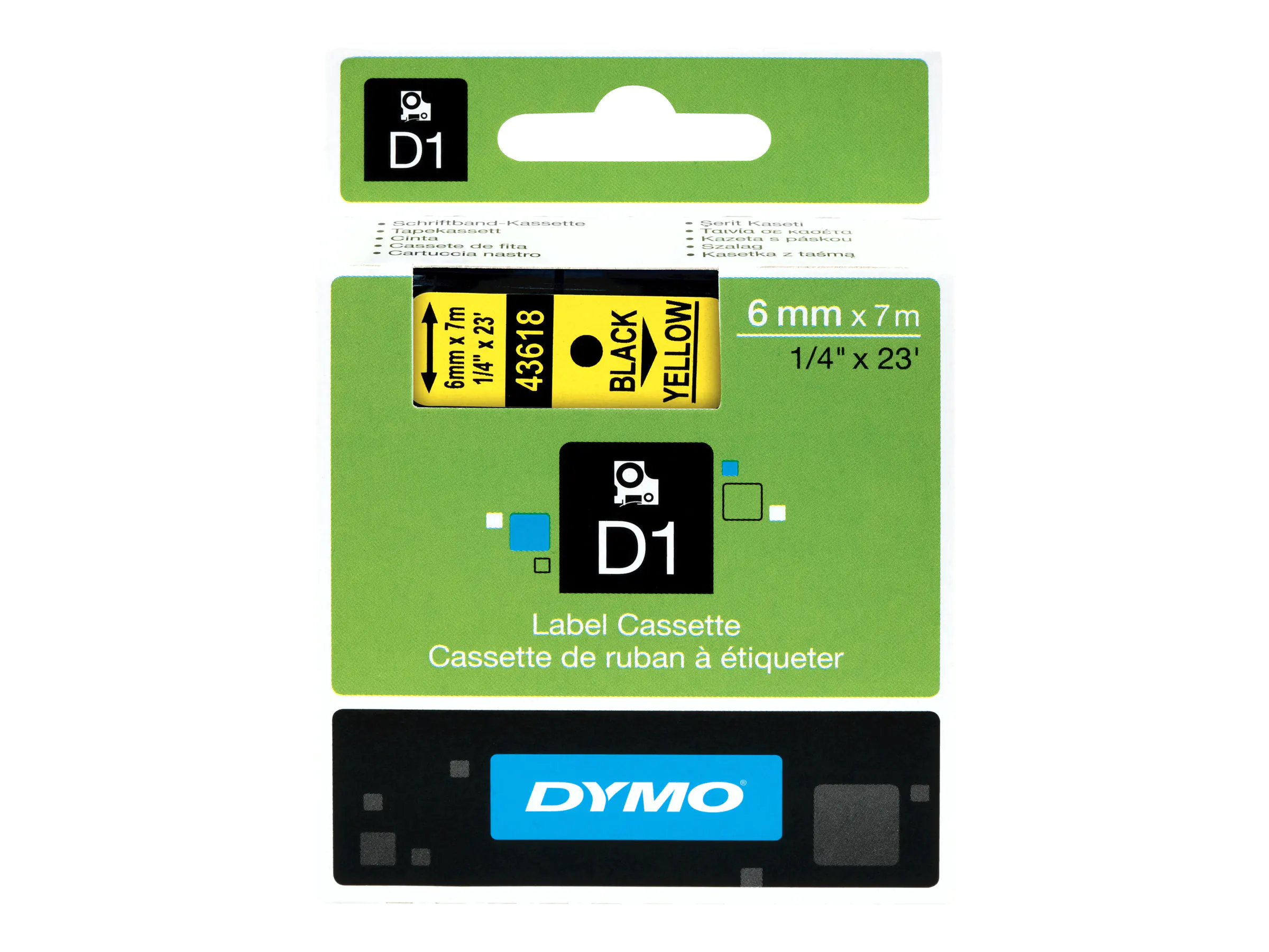Dymo D1 - Selbstklebend - Schwarz auf Gelb - Rolle (0,6 cm x 7 m) S0720790