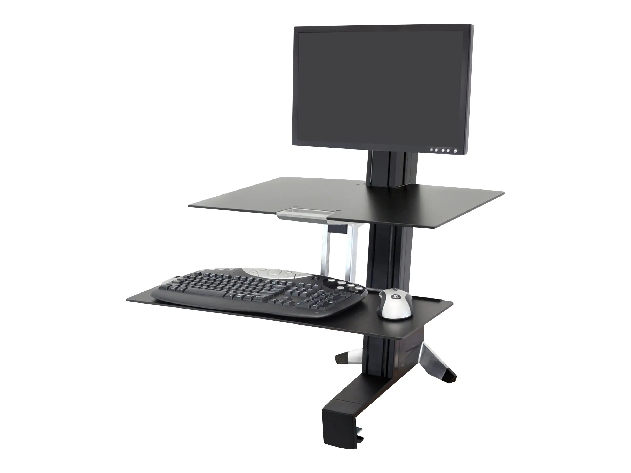 Ergotron WorkFit-S Single LD - Stehender Tischwandler - rechteckig - Aluminium, hochwertiger Kunststoff, pulverbeschichteter Stahl - Schwarz