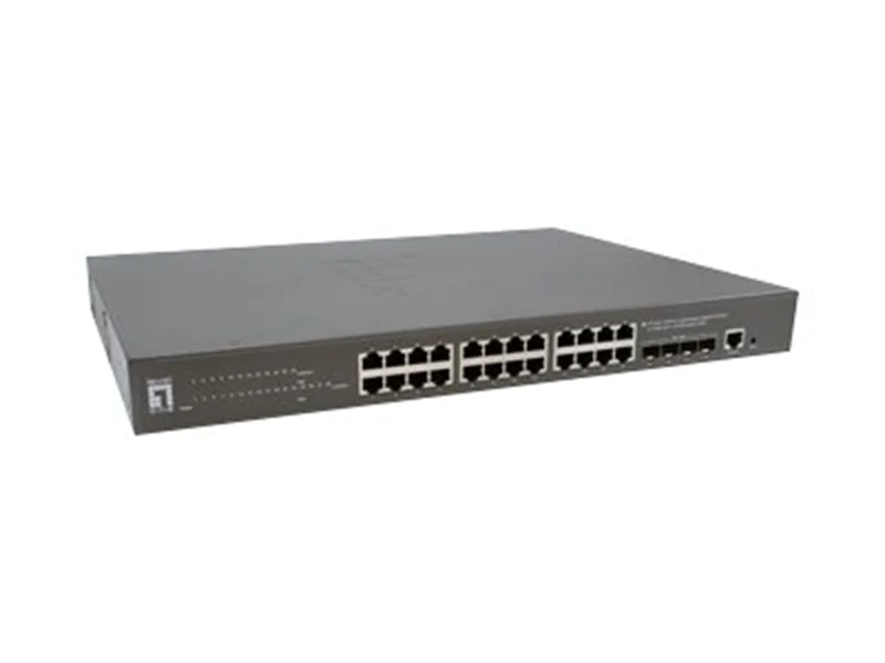 LevelOne GTP-2871 - Switch - L3 Lite - managed - 24 x 10/100/1000 (PoE+) + 4 x 10 Gigabit SFP+ - Desktop, an Rack montierbar - PoE+ (400 W)