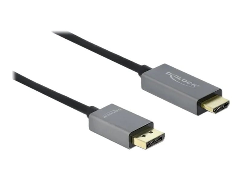 Delock - Adapterkabel - DisplayPort männlich zu HDMI männlich - 3 m - Grau, Schwarz - 4K Unterstützung, aktiv