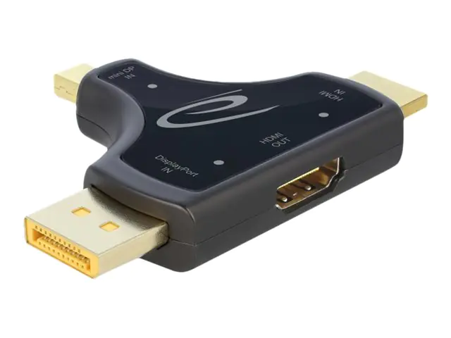 Delock 3 in 1 Monitor Adapter with HDMI / DisplayPort / mini DisplayPort in to HDMI out with 4K 60 Hz - Video- / Audio-Adapter - HDMI, DisplayPort, Mini DisplayPort männlich zu HDMI weiblich - Anthrazit - 4K Unterstützung