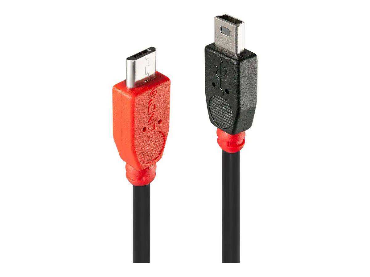 Lindy - USB-Kabel - Mini-USB, Typ B (M) zu Micro-USB Typ B (M) - USB 2.0 OTG - 50 cm - geformt - Schwarz