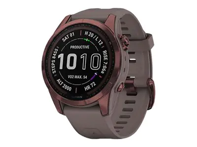 Garmin Fenix 7S Pro - 42 mm - Dark Bronze Titanium - Sportuhr mit Band - Silikon - Shale Gray - Handgelenkgröße: 108-182 mm - Anzeige 3.04 cm (1.2") 010-02539-29