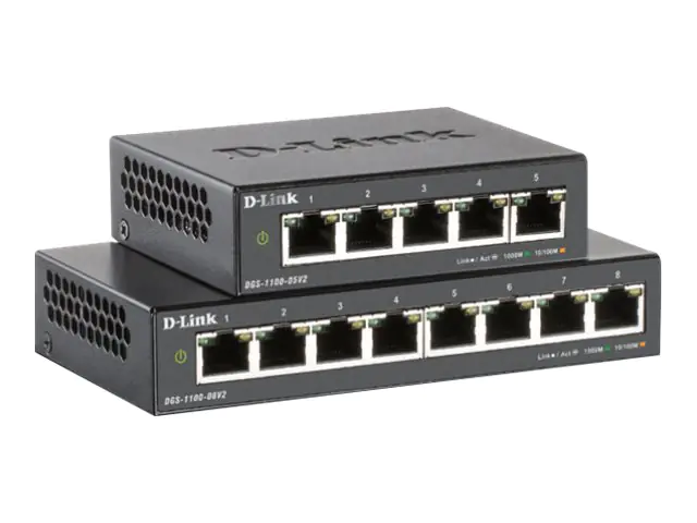 D-Link DGS 1100-05PDV2 - Switch - Smart - 5 x 10/100/1000 (2 PoE) - Desktop - PoE (18 W)