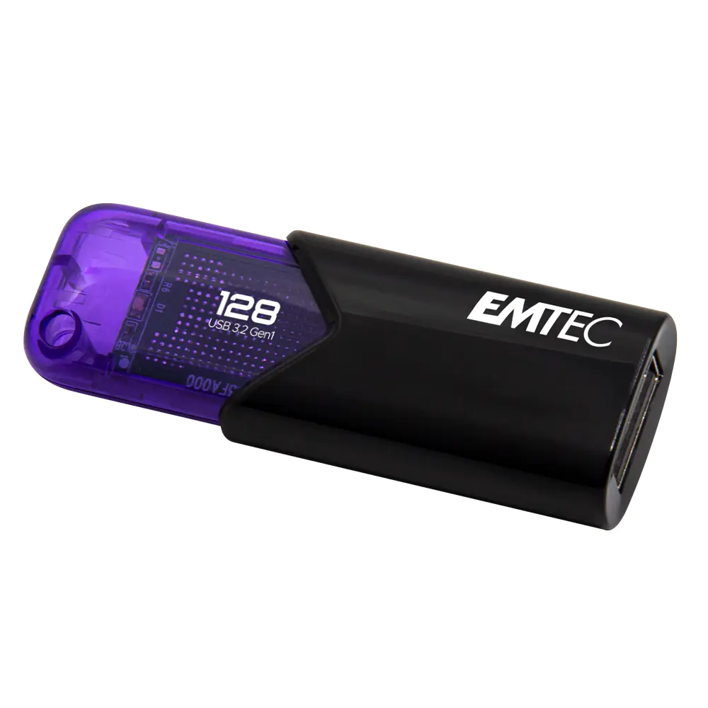 EMTEC B110 Click Easy 3.2 - USB-Flash-Laufwerk - 128 GB - USB 3.2 Gen 1 - Schwarz, lila
