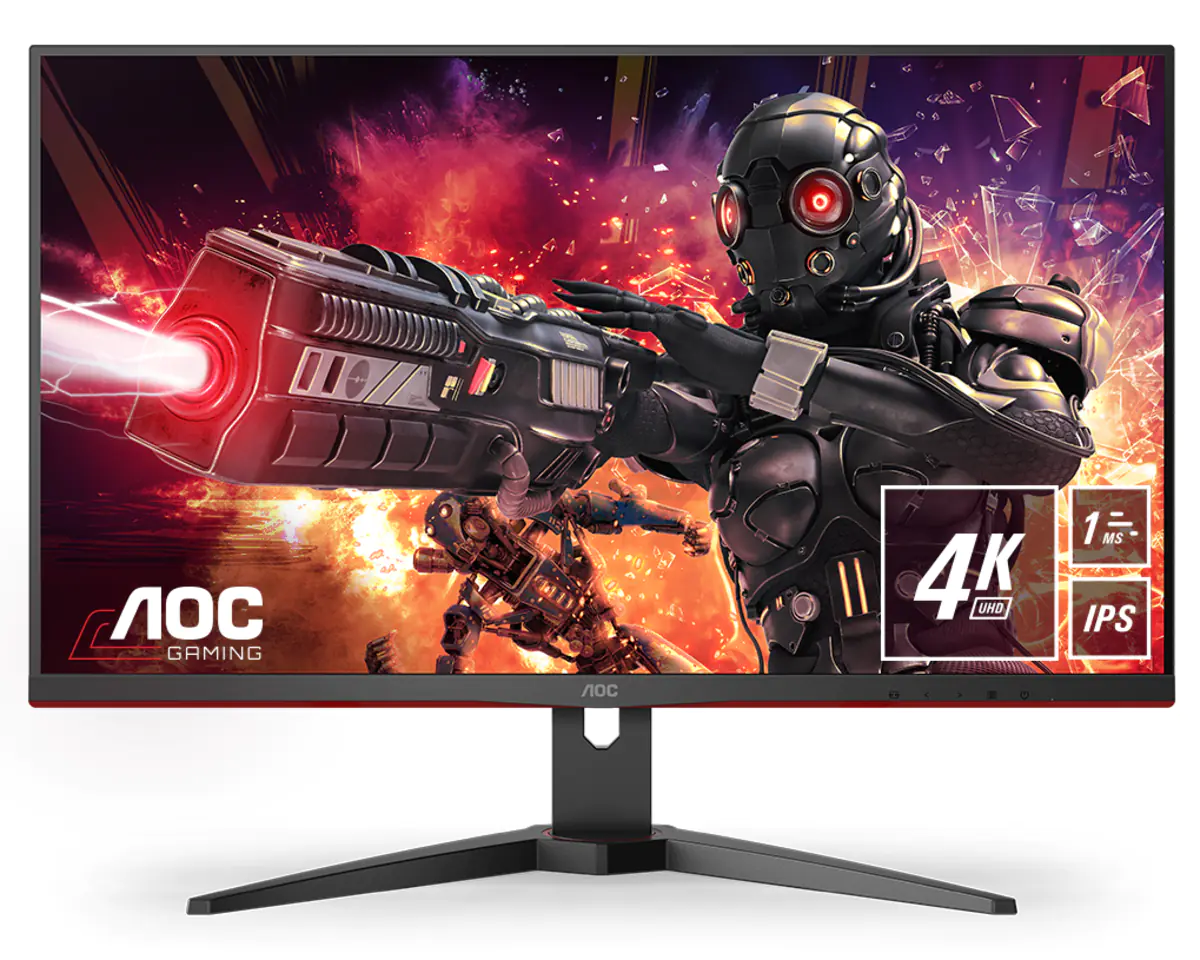 AOC Gaming U28G2AE/BK - LED-Monitor - Gaming - 71 cm (28") - 3840 x 2160 4K @ 60 Hz - IPS - 300 cd/m² - 1000:1 - 1 ms - HDMI, DisplayPort - Lautsprecher - Schwarz, Rot
