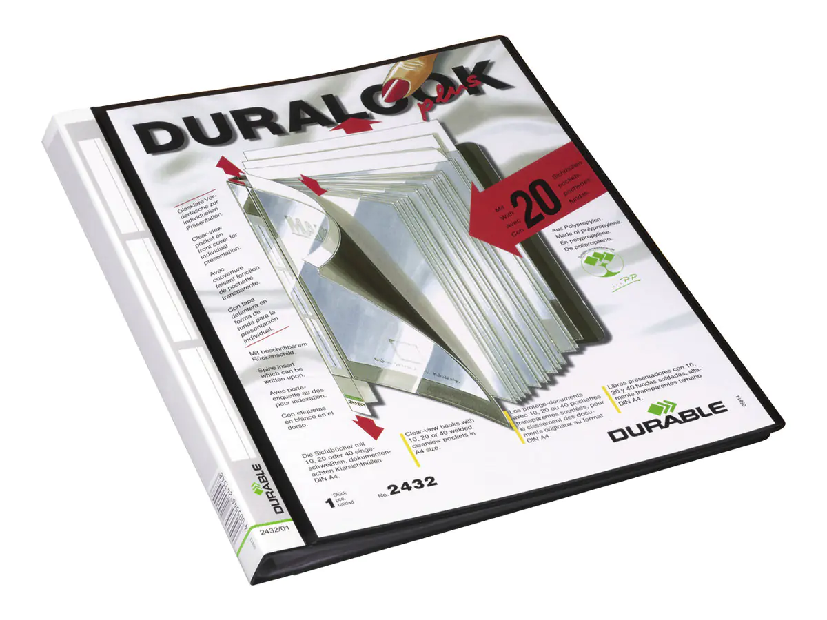 DURABLE Sichtbuch DURALOOK Plus 243201 DIN A4 17mm 20Hüllen PP sw