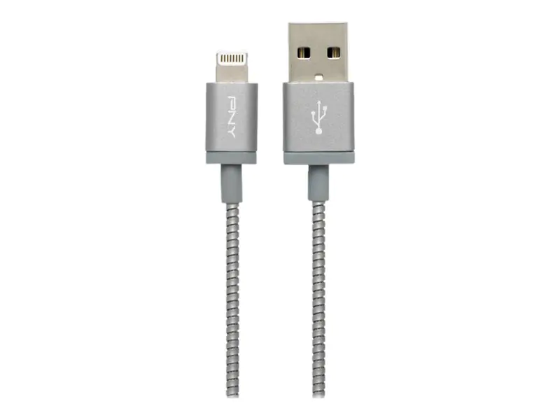 PNY Charge & Sync - Lightning-Kabel - USB (M) bis Lightning (M) - 1.2 m - metallisch grau - für Apple iPad/iPhone/iPod (Lightning)