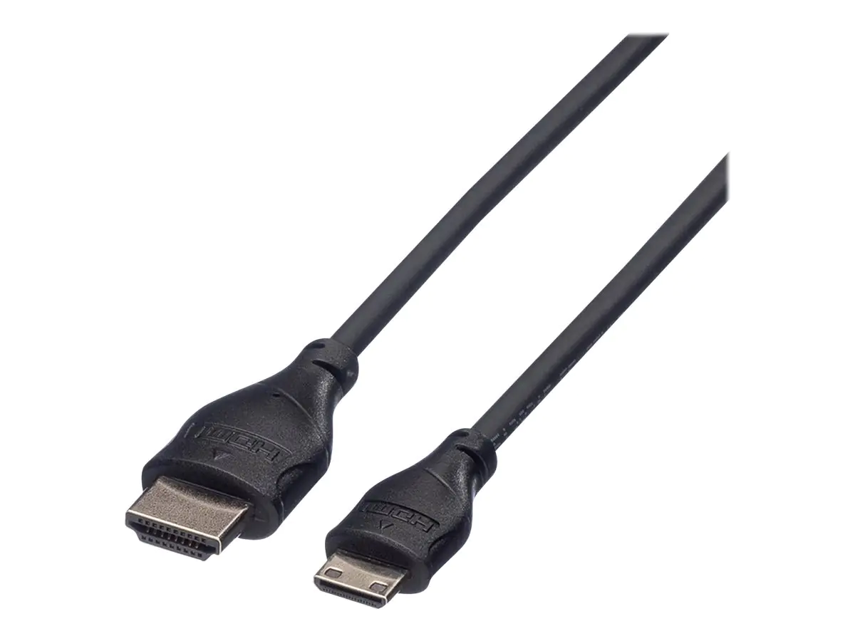 Roline Green - Highspeed - HDMI-Kabel mit Ethernet - HDMI männlich zu 19 pin mini HDMI Type C männlich - 2 m - abgeschirmt - Schwarz - unterstützt 4K 30 Hz (3840 x 2160)