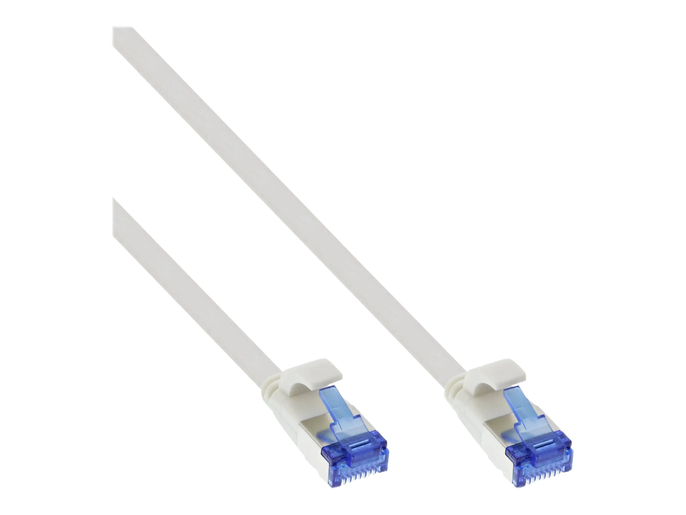 InLine - Patch-Kabel - RJ-45 (M) zu RJ-45 (M) - 25 cm - U/FTP, PiMF - CAT 6a - halogenfrei, geformt, ohne Haken, verseilt, flach - weiß