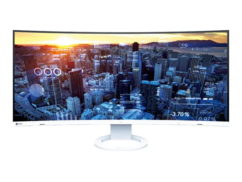 EIZO FlexScan EV3895-WT - Mit FlexStand - LED-Monitor - gebogen - 95.3 cm (37.5") - 3840 x 1600 UWQHD+ @ 61 Hz - IPS - 300 cd/m² - 1000:1 - 5 ms - 2xHDMI, DisplayPort, USB-C - Lautsprecher - weiß