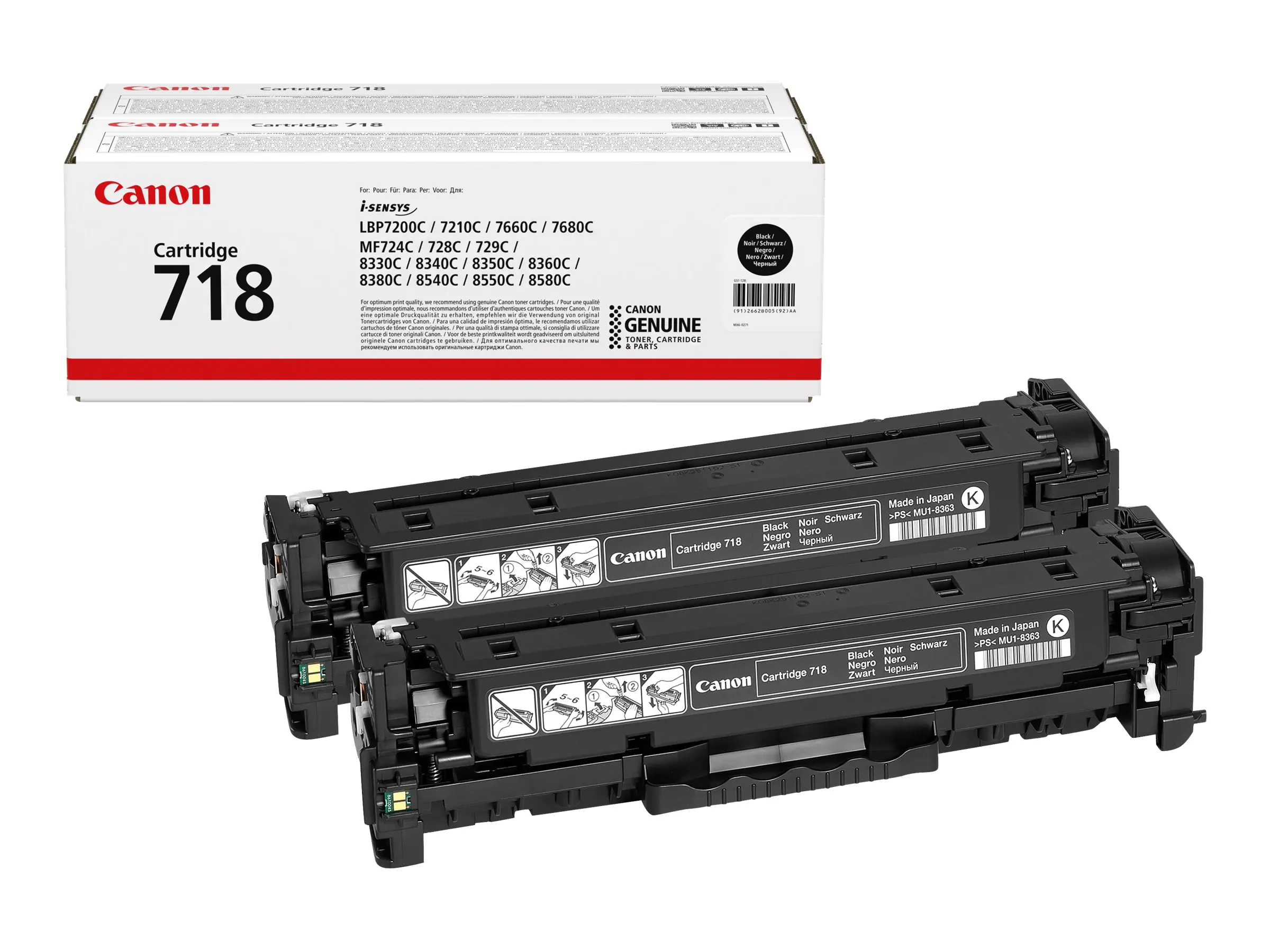 Canon 718 Black - 2er-Pack - Schwarz - Original - Tonerpatrone - für i-SENSYS LBP7210, LBP7660, LBP7680, MF728, MF729, MF8340, MF8360, MF8540, MF8550, MF8580