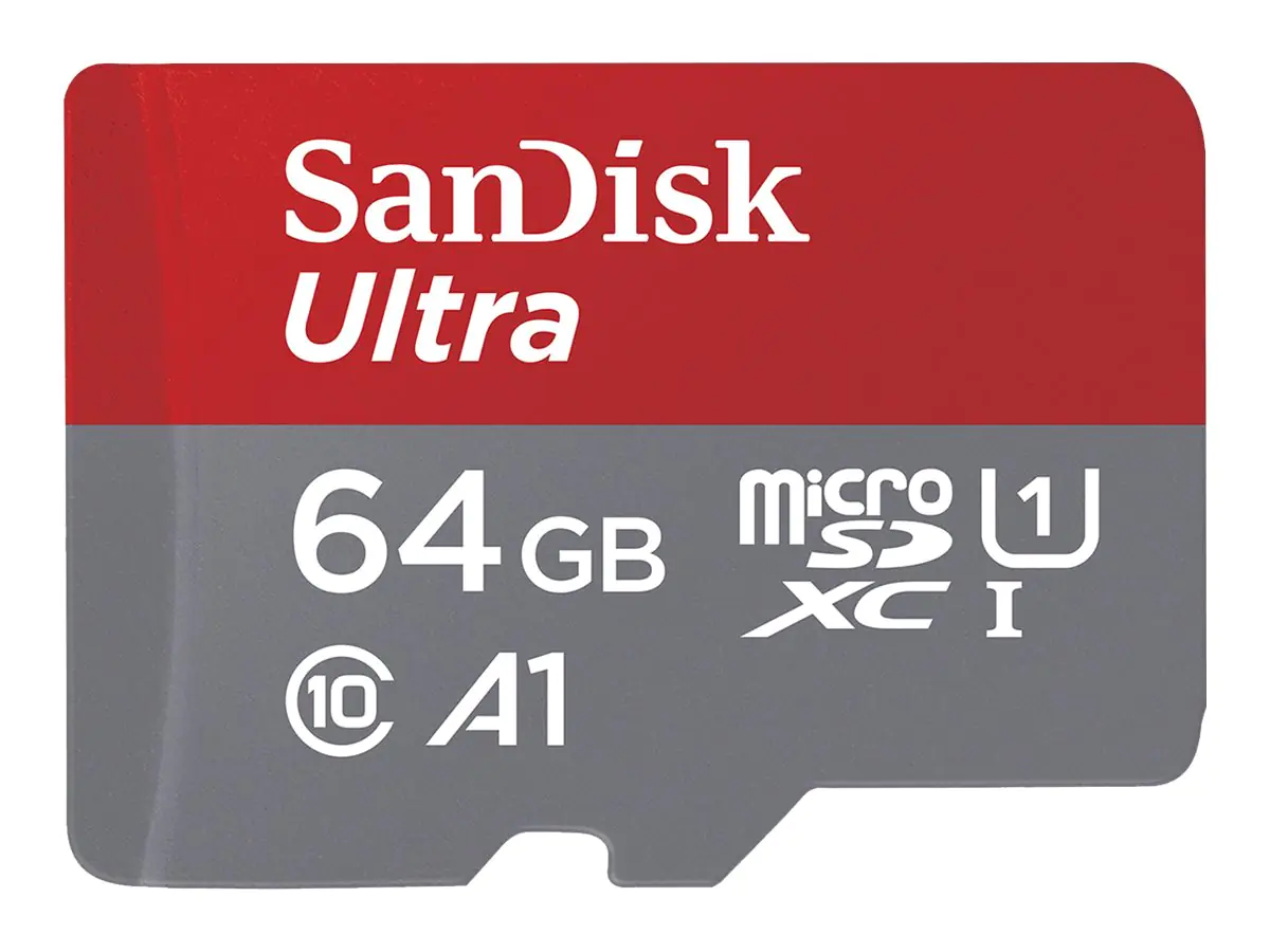 SanDisk Ultra - Flash-Speicherkarte (microSDXC-an-SD-Adapter inbegriffen) - 64 GB - A1 / UHS-I U1 / Class10 - microSDXC UHS-I SanDisk Ultra - Flash-Speicherkarte (microSDXC-an-SD-Adapter inbegriffen) - 64 GB - A1 / UHS-I U1 / Class10 - microSDXC UHS-I